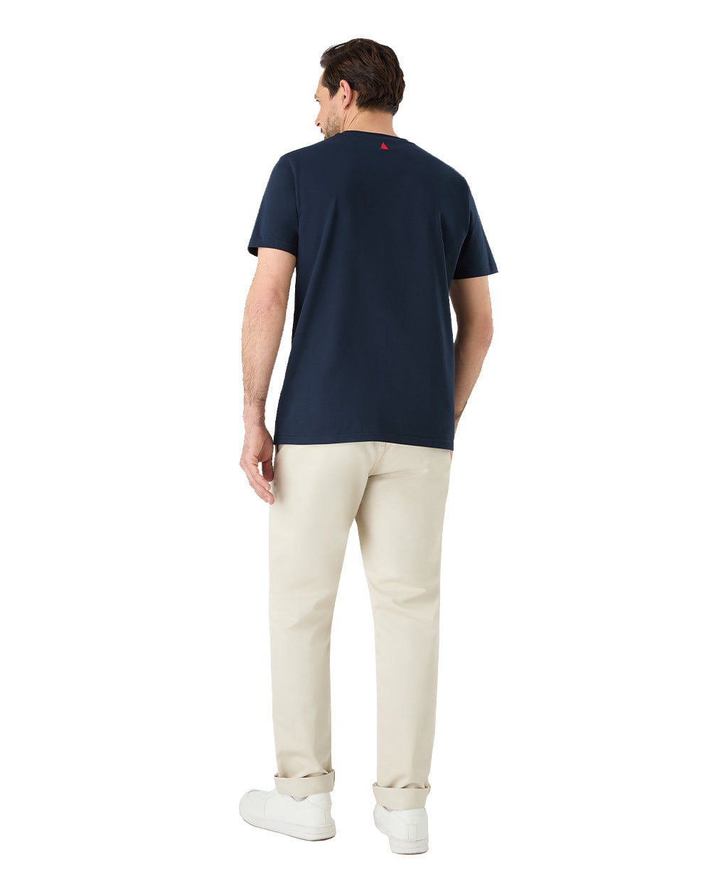 Navy Coloured Musto Mens Nautic Short Sleeve T-Shirt On A White Background 