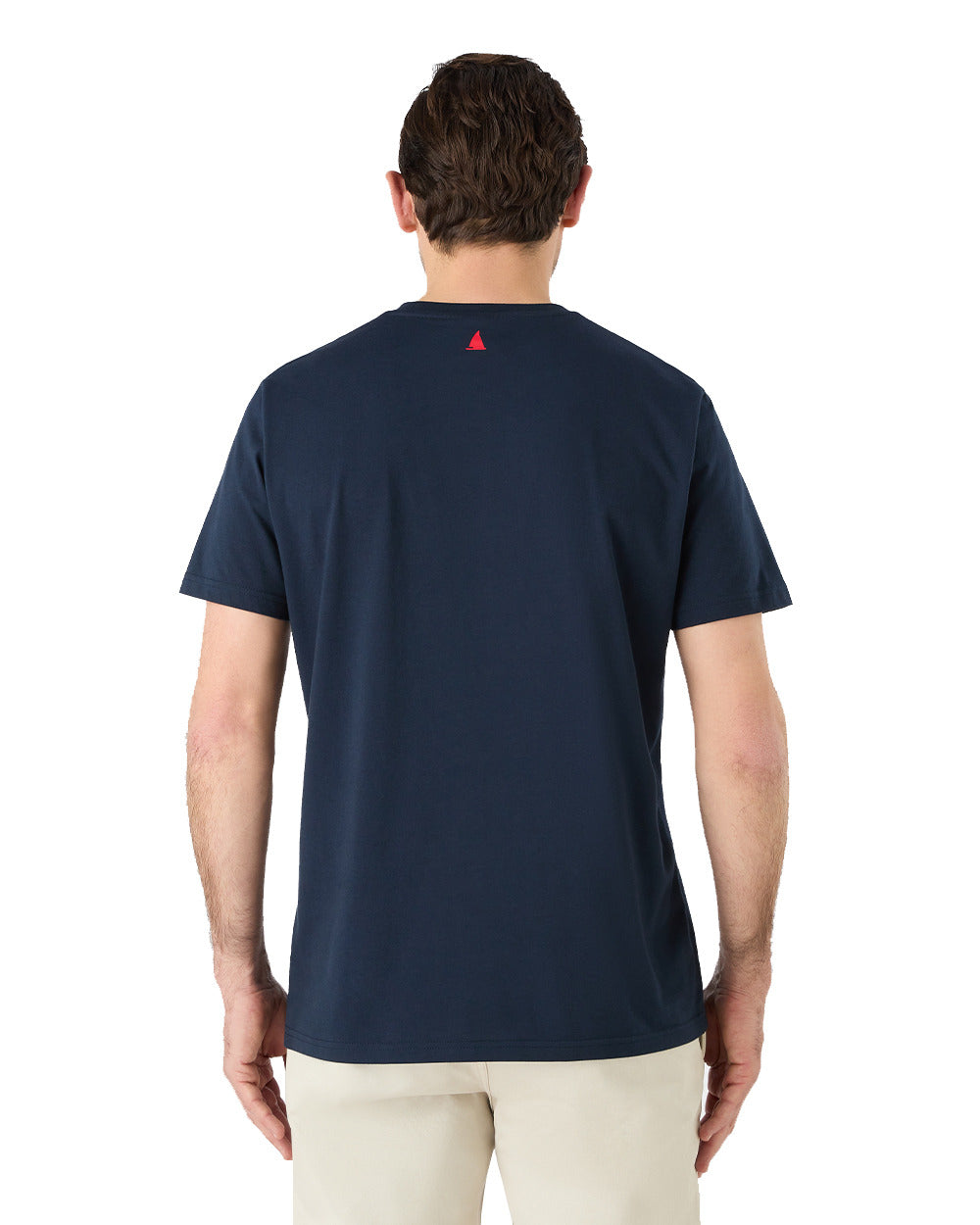 Navy Coloured Musto Mens Nautic Short Sleeve T-Shirt On A White Background 