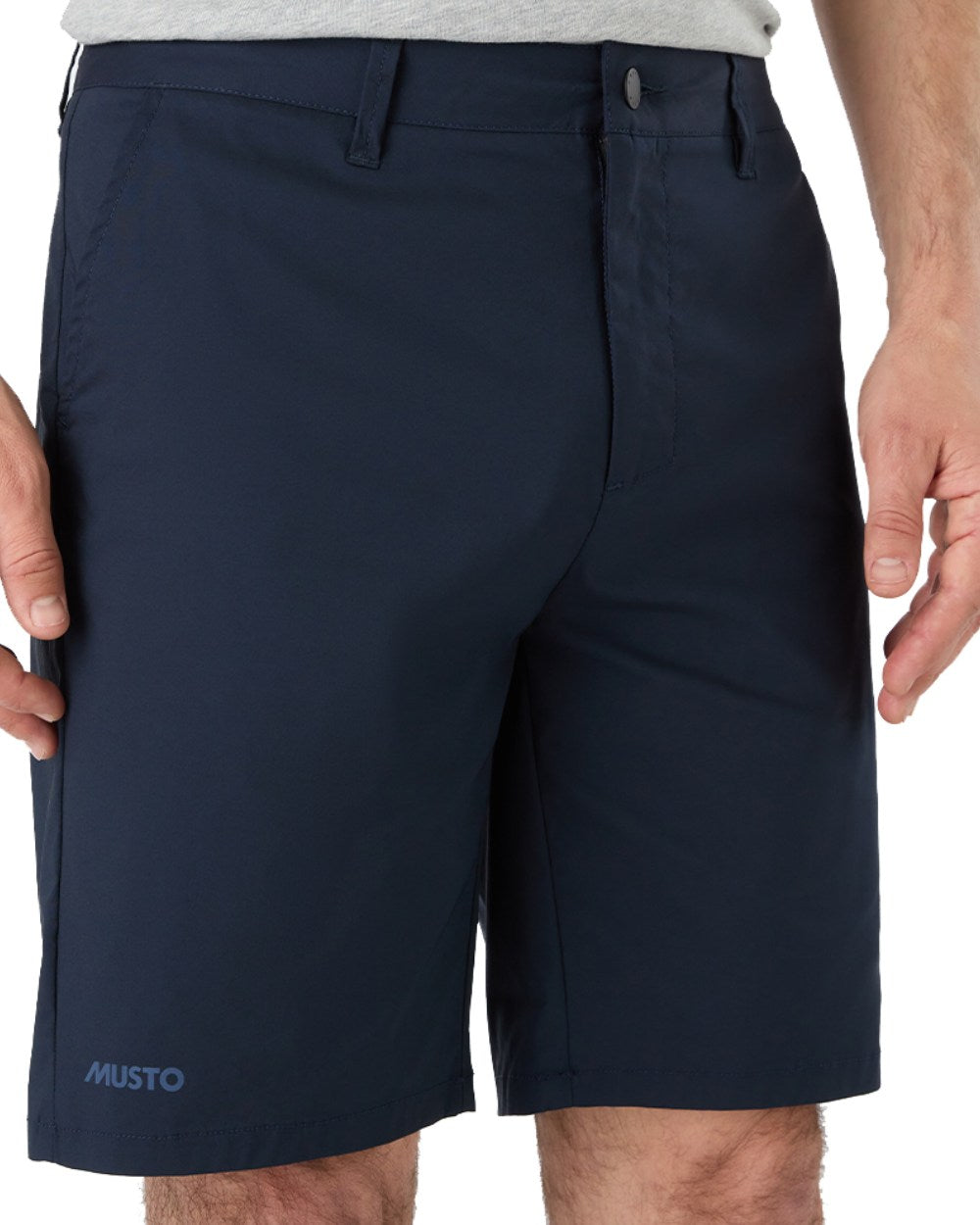 Navy Coloured Musto Mens RIB Fast Dry Shorts On A White Background 