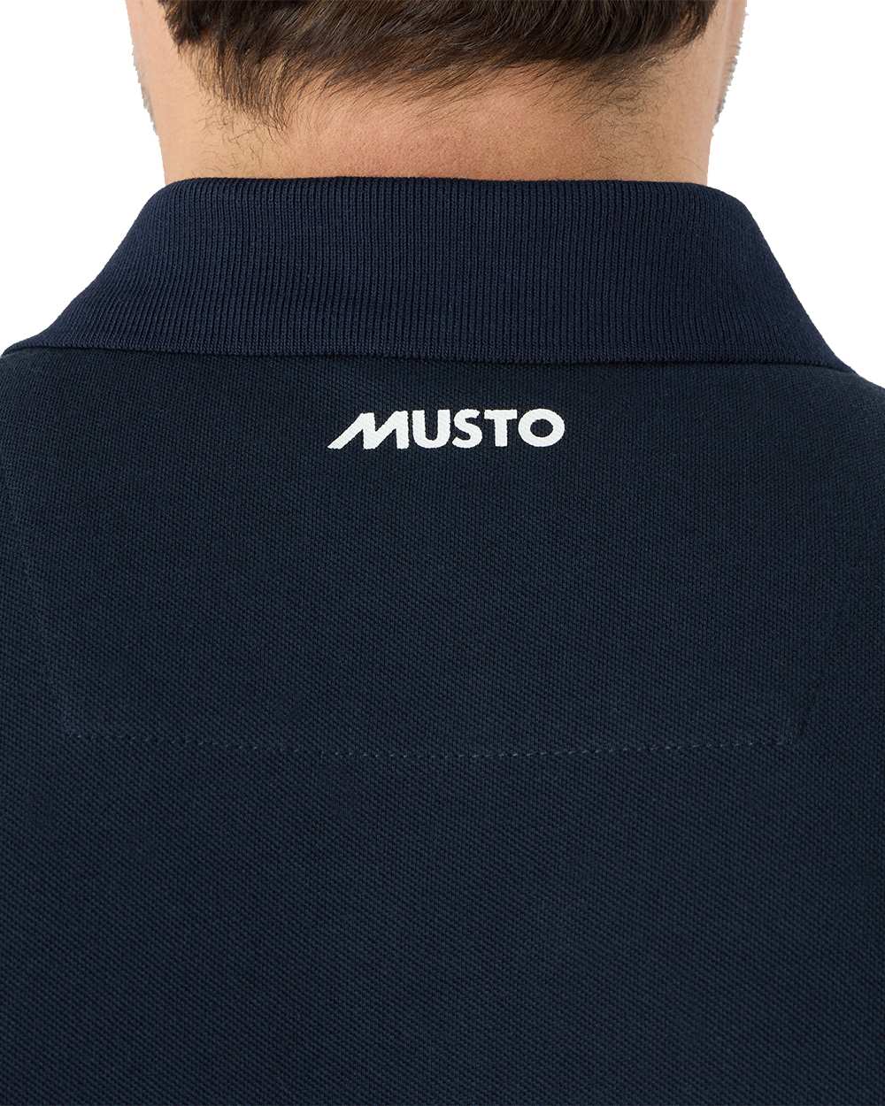 Navy Coloured Musto Mens Red Yacht Short Sleeve Polo Shirt On A White Background 