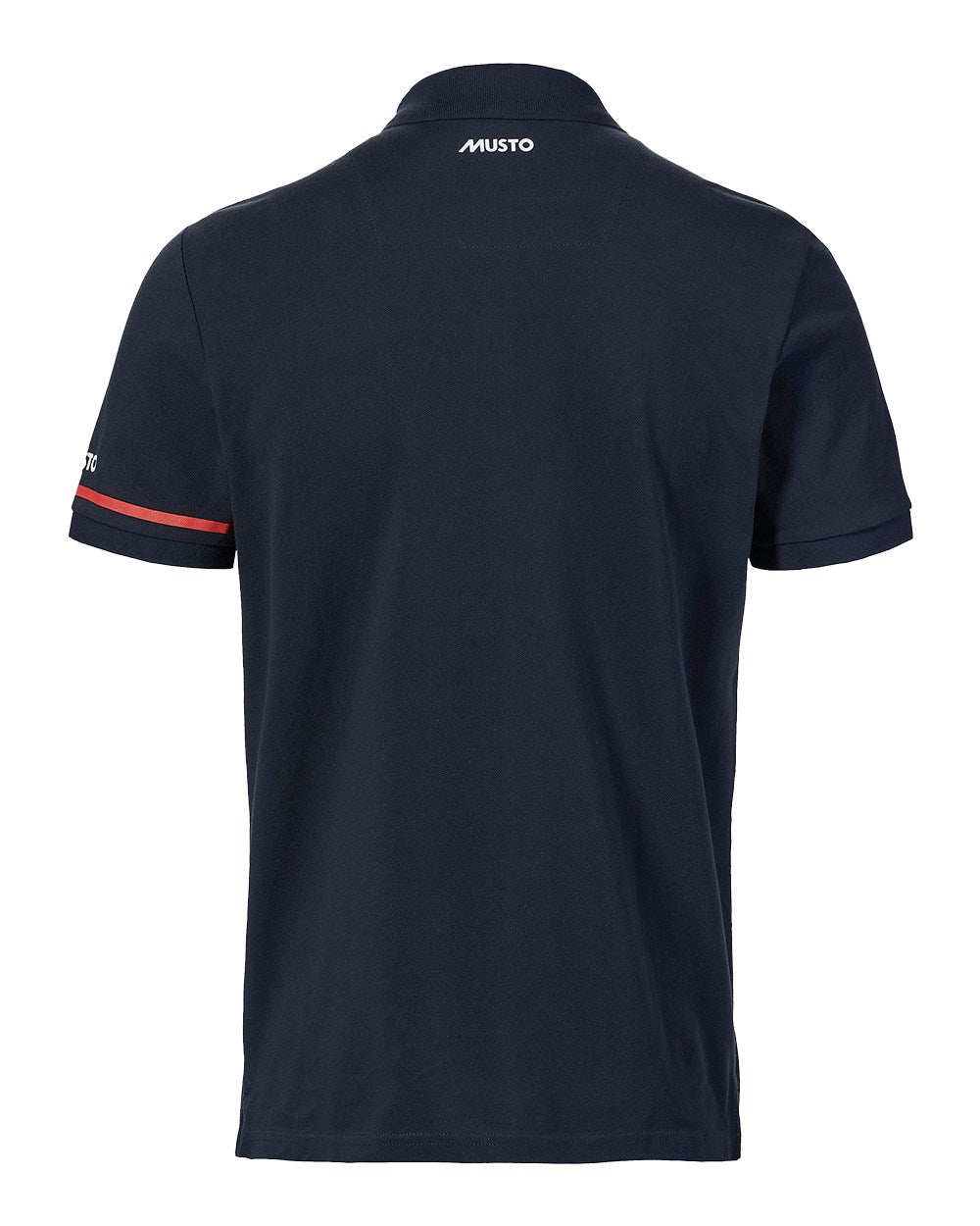 Navy Coloured Musto Mens Red Yacht Short Sleeve Polo Shirt On A White Background 