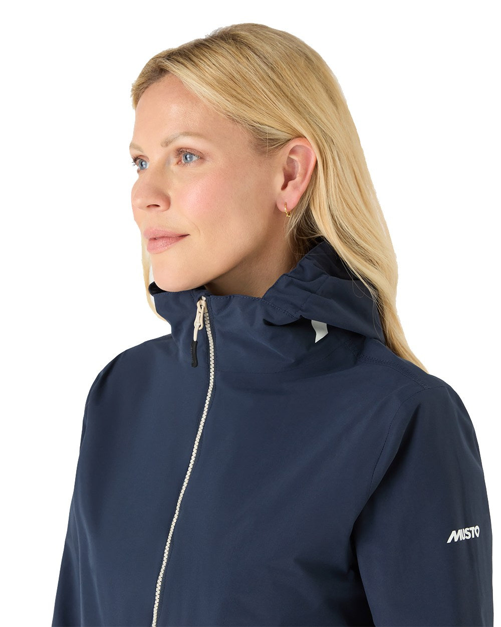 Navy Coloured Musto Womens Marina Rain Jacket On A White Background 