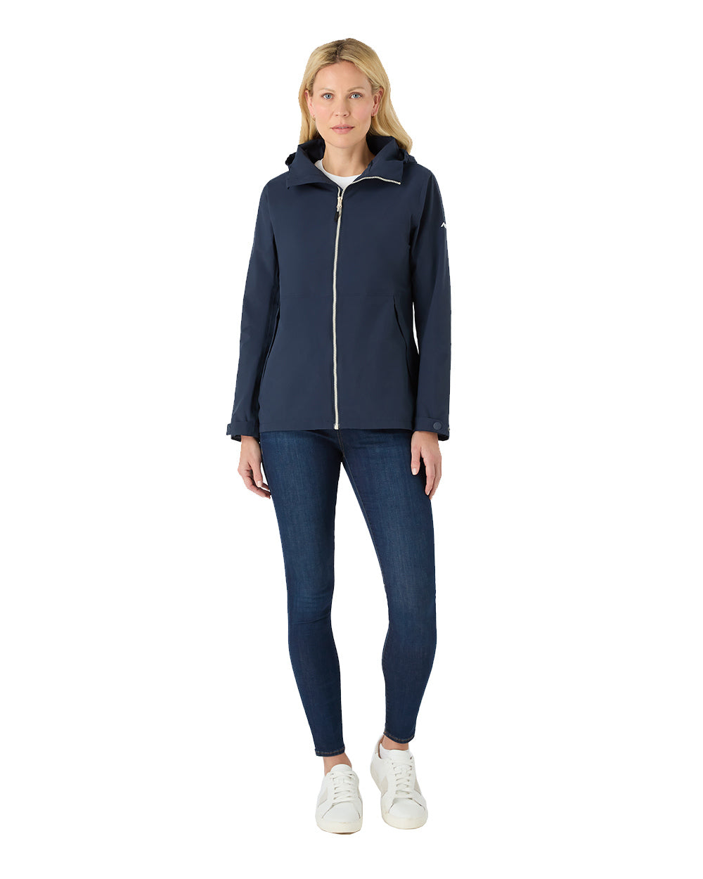 Navy Coloured Musto Womens Marina Rain Jacket On A White Background 