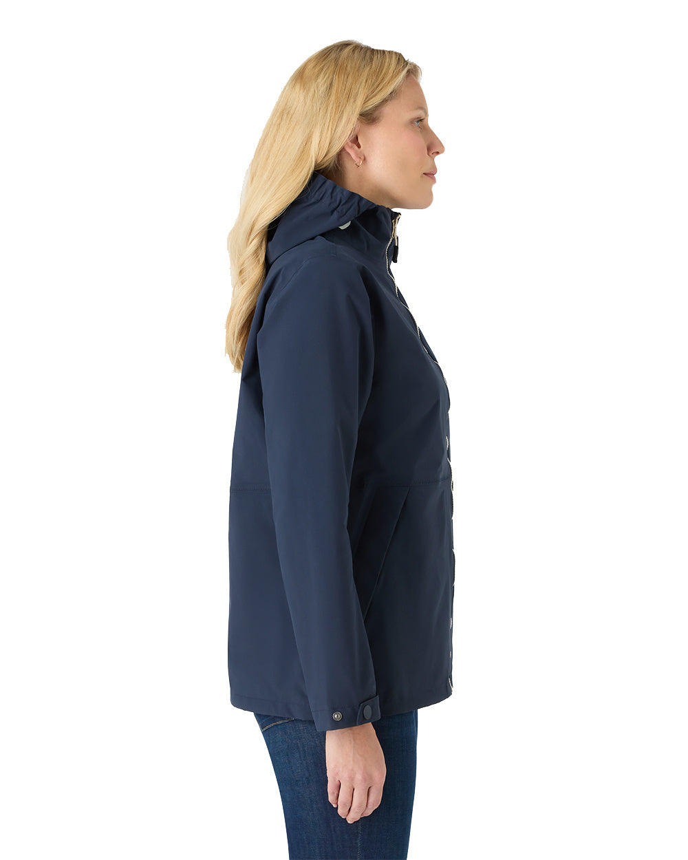 Navy Coloured Musto Womens Marina Rain Jacket On A White Background 