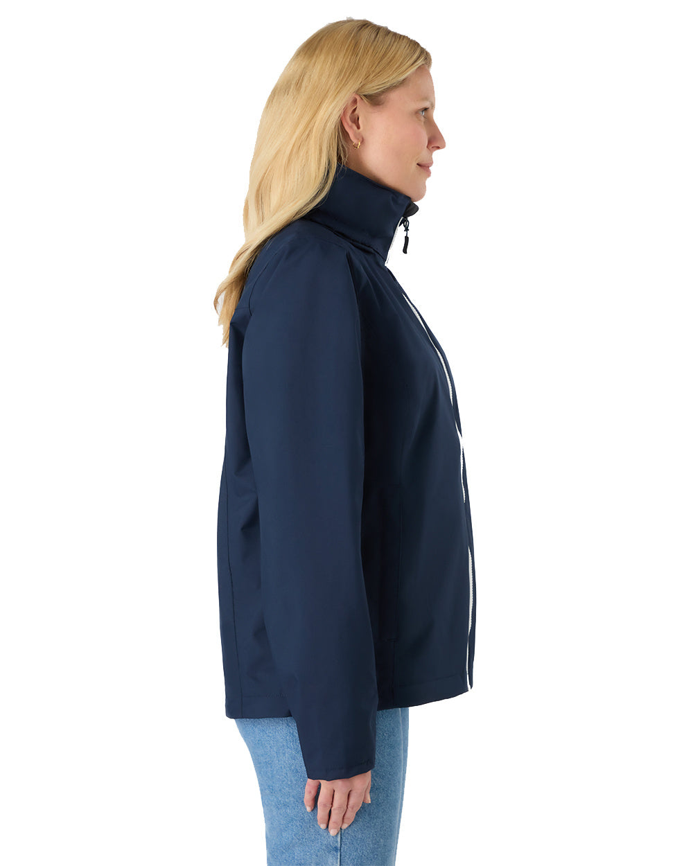 Navy Coloured Musto Womens Nautic Rain Jacket On A White Background 