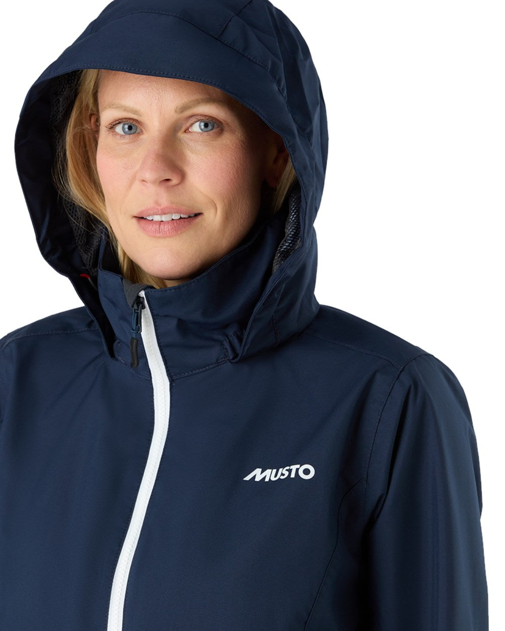 Navy Coloured Musto Womens Nautic Rain Jacket On A White Background 