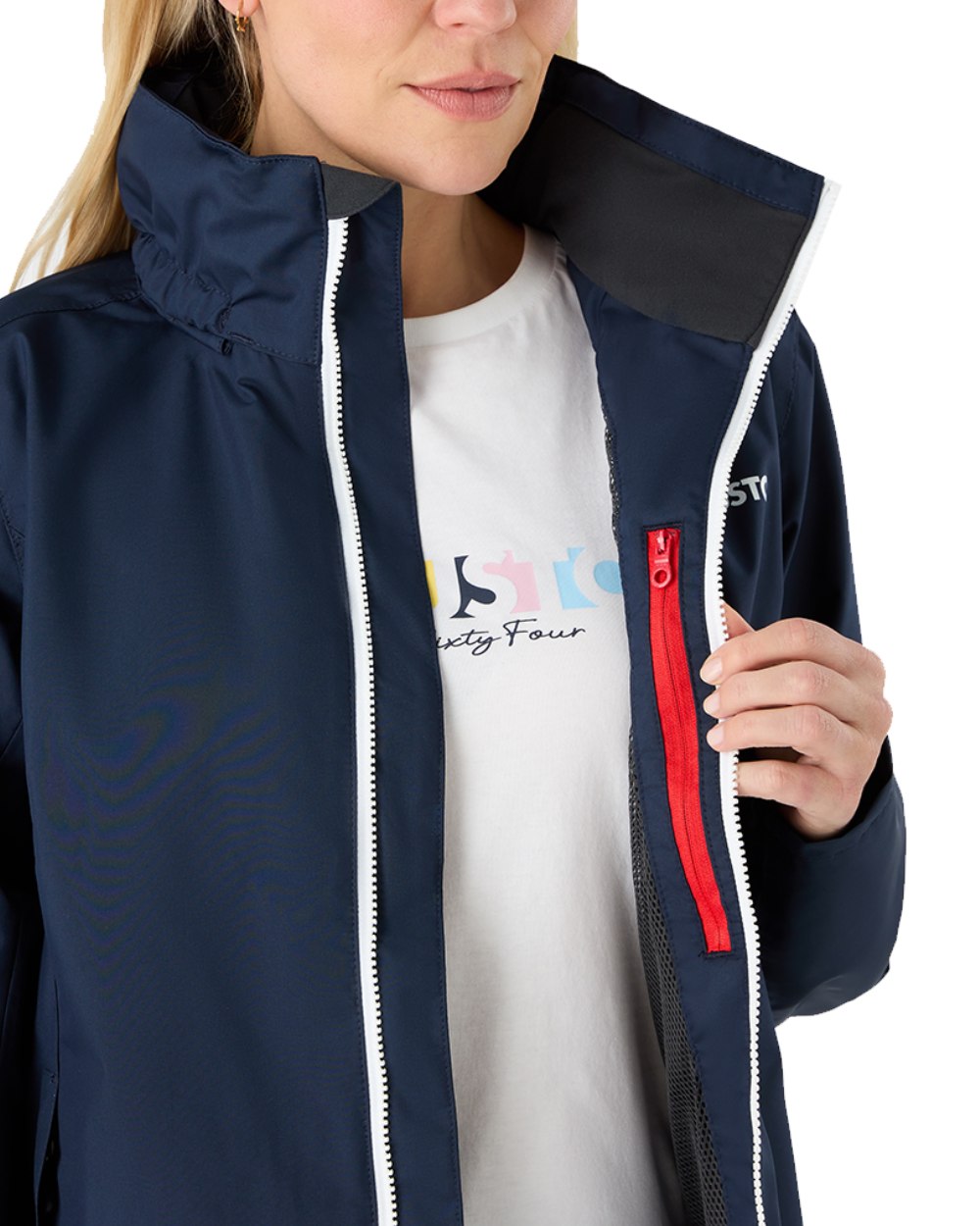 Navy Coloured Musto Womens Nautic Rain Jacket On A White Background 