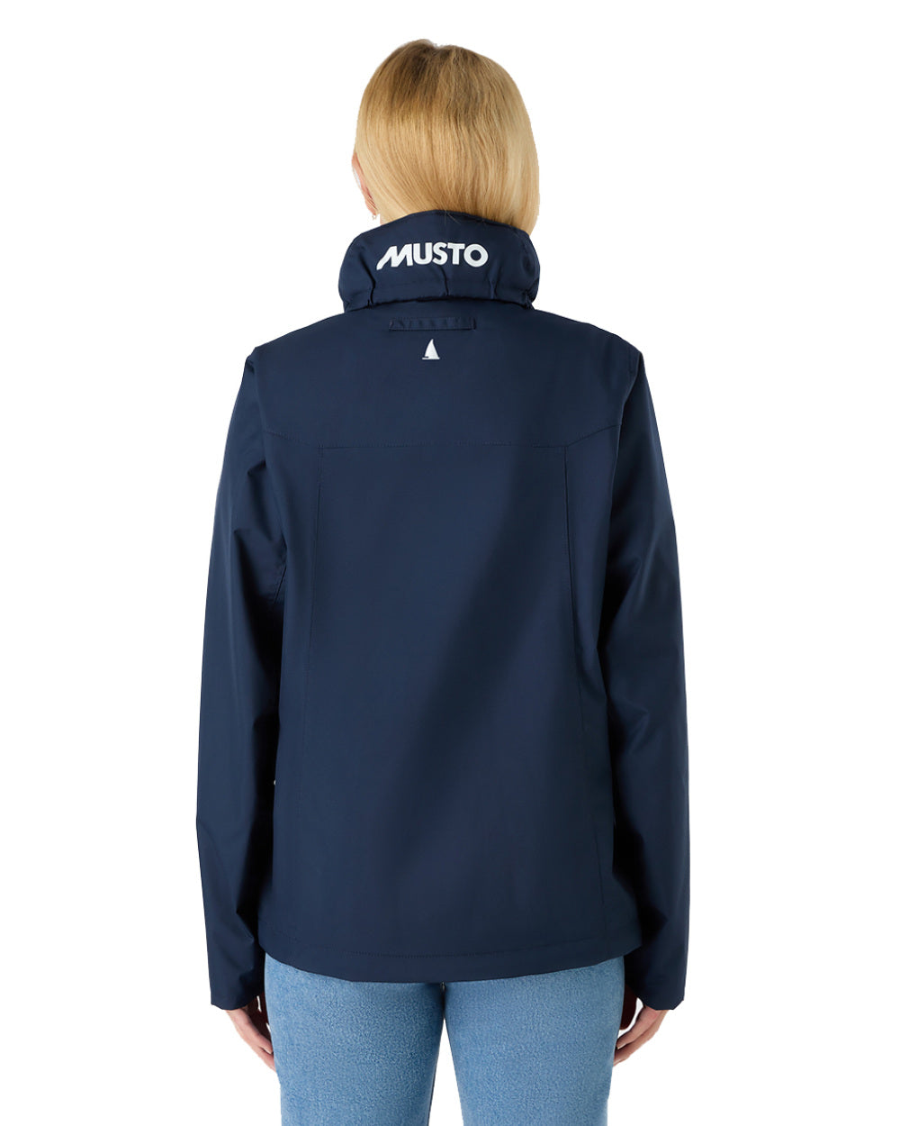 Navy Coloured Musto Womens Nautic Rain Jacket On A White Background 