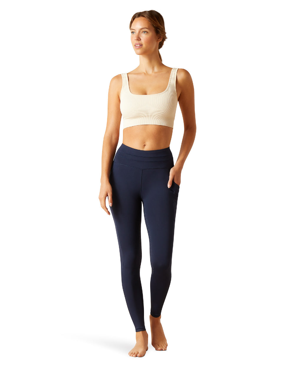 Navy Eclipse Coloured Ariat Womens Eos 2.0 Full Seat Tight On A White Background 