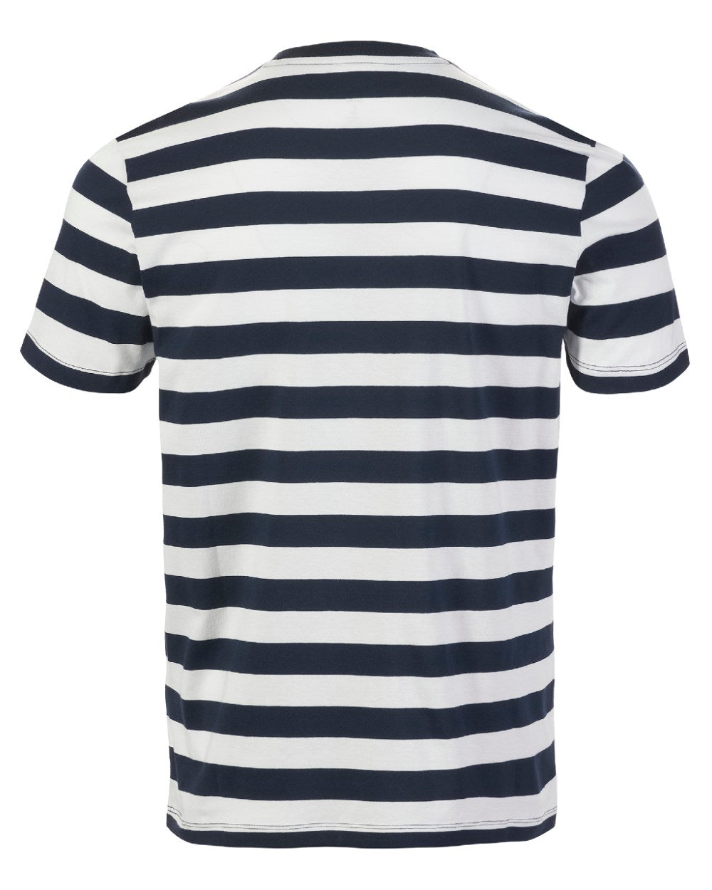 Navy/White Coloured Musto Mens Classic Striped Short Sleeve T-Shirt On A White Background 