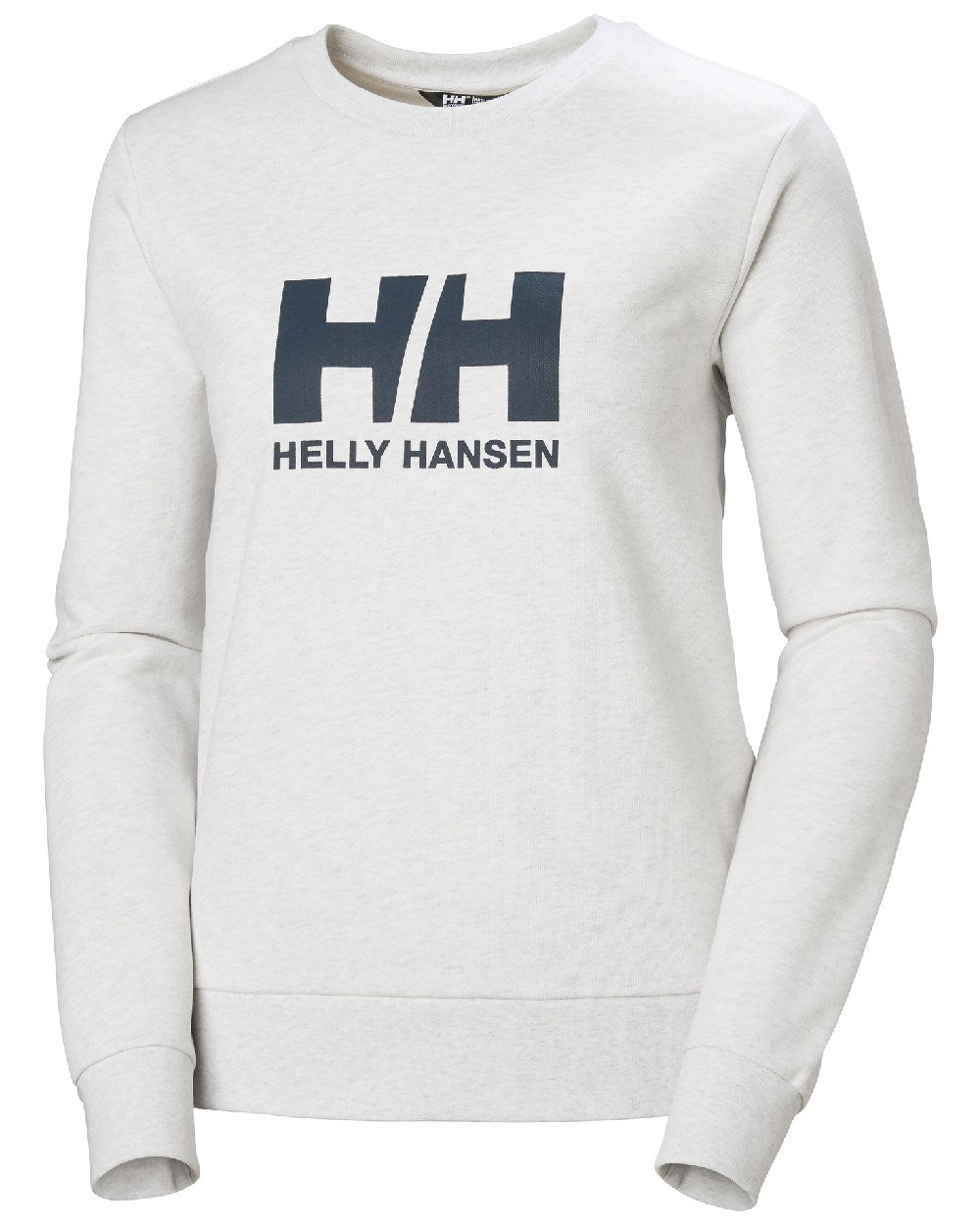 Nimbus Cloud Melange coloured Helly Hansen Womens Logo Crew Sheatshirt 2.0 on a white background 