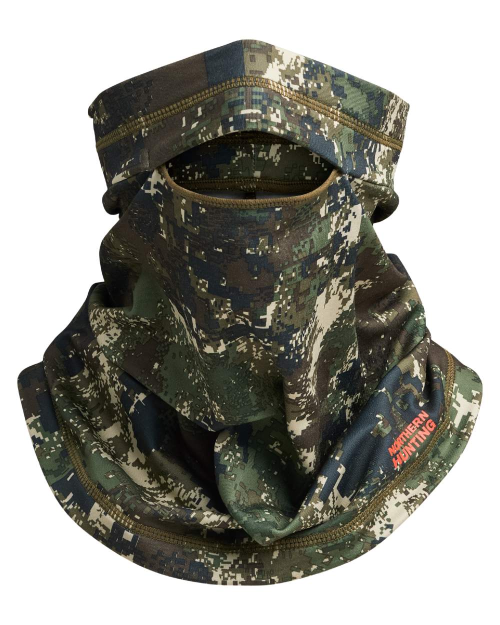 Camo coloured Northern Hunting Ari Opt2 Neck Gaiter on white background 