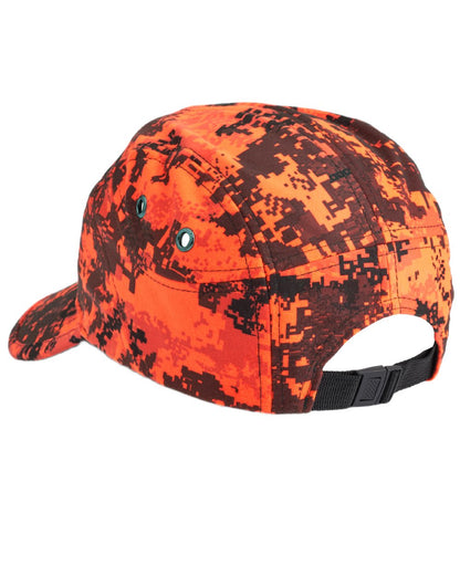 Camo Orange Blaze coloured Northern Hunting Asle Camo Cap on white background 