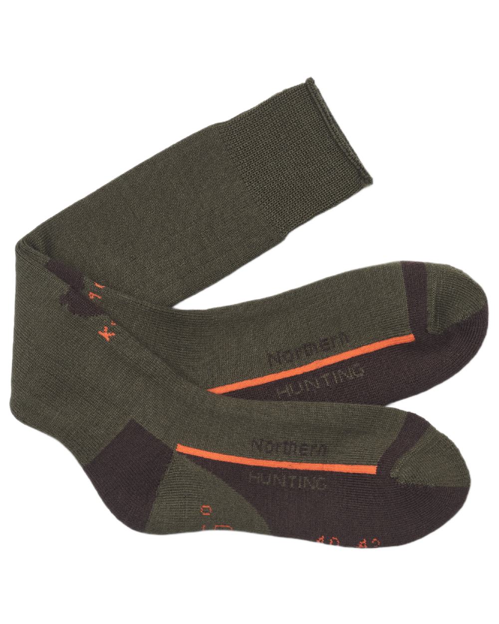 Dark Green coloured Northern Hunting K400 Warm Hunting Socks on white background 