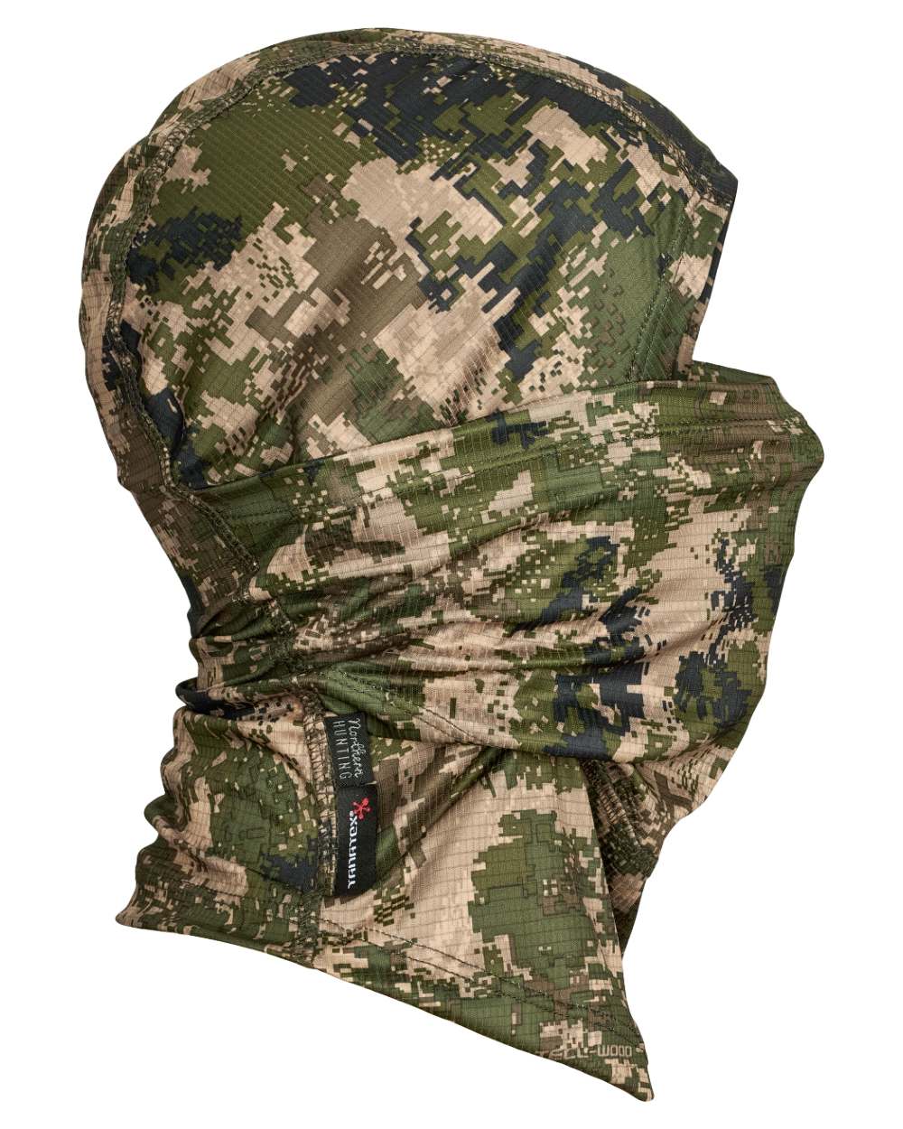 Camo coloured Northern Hunting Magnor Tanatex Fleece Balaclava on white background 