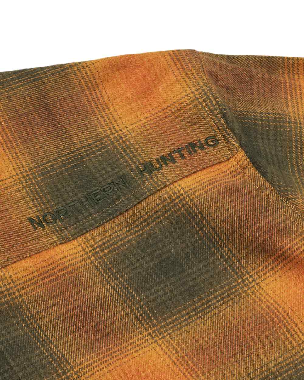 Buckthorn coloured Northern Hunting Mens Alvin Cotton Shirt on white background 