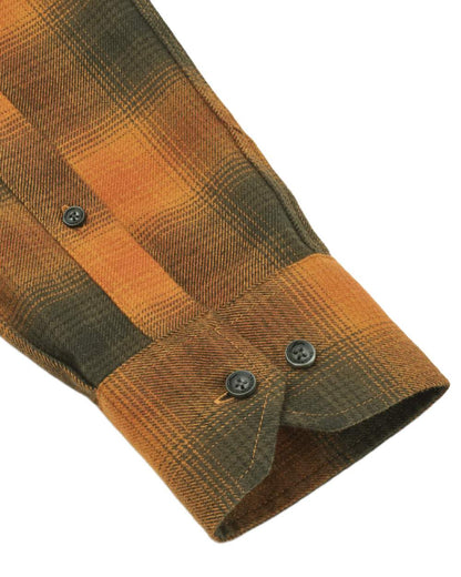 Buckthorn coloured Northern Hunting Mens Alvin Cotton Shirt on white background 