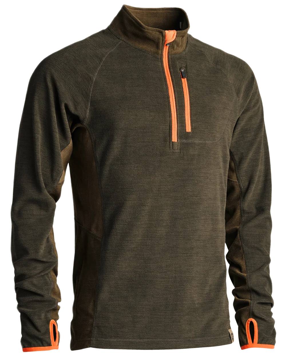 Brown coloured Northern Hunting Mens Bjorn Fleece Undershirt on white background 