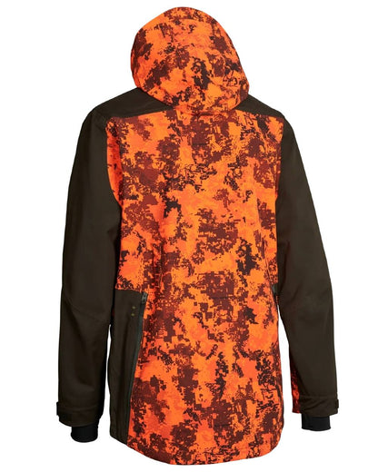 Dark Green Orange Blaze coloured Northern Hunting Mens Falkor Aks Waterproof Hunting Jacket on white background 