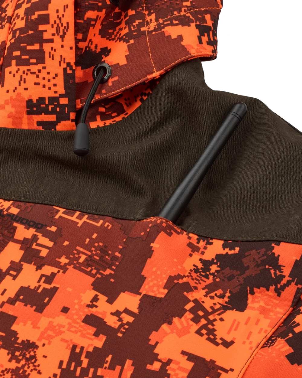 Dark Green Orange Blaze coloured Northern Hunting Mens Falkor Aks Waterproof Hunting Jacket on white background 