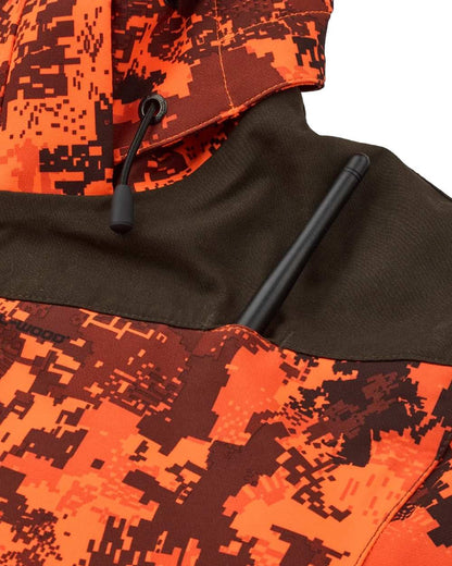 Dark Green Orange Blaze coloured Northern Hunting Mens Falkor Aks Waterproof Hunting Jacket on white background 