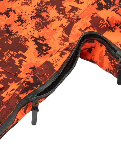 Dark Green Orange Blaze coloured Northern Hunting Mens Falkor Aks Waterproof Hunting Jacket on white background 
