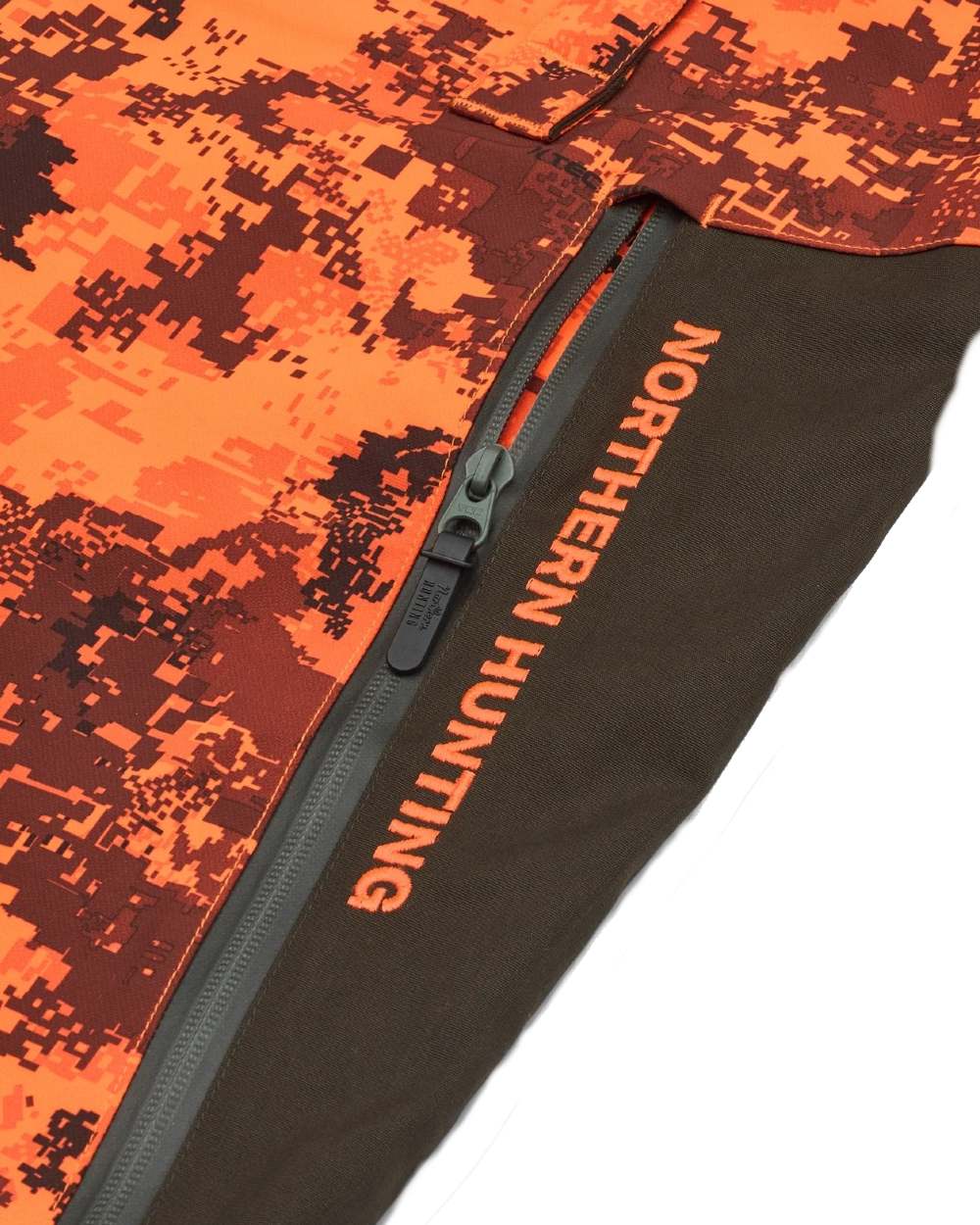 Dark Green Orange Blaze coloured Northern Hunting Mens Falkor Aks Waterproof Hunting Jacket on white background 