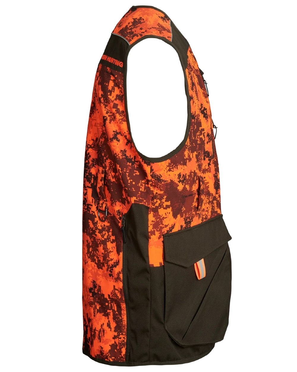 Dark Green Orange Blaze coloured Northern Hunting Mens Falkor Tark Hunting Vest on white background 