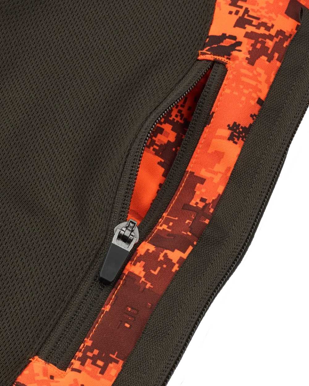 Dark Green Orange Blaze coloured Northern Hunting Mens Falkor Tark Hunting Vest on white background 