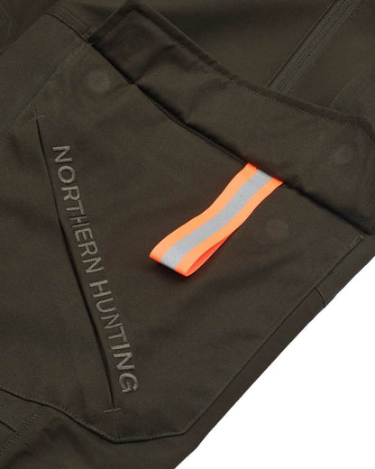 Dark Green coloured Northern Hunting Mens Falkor Vorg Waterproof Hunting Trousers on white background 