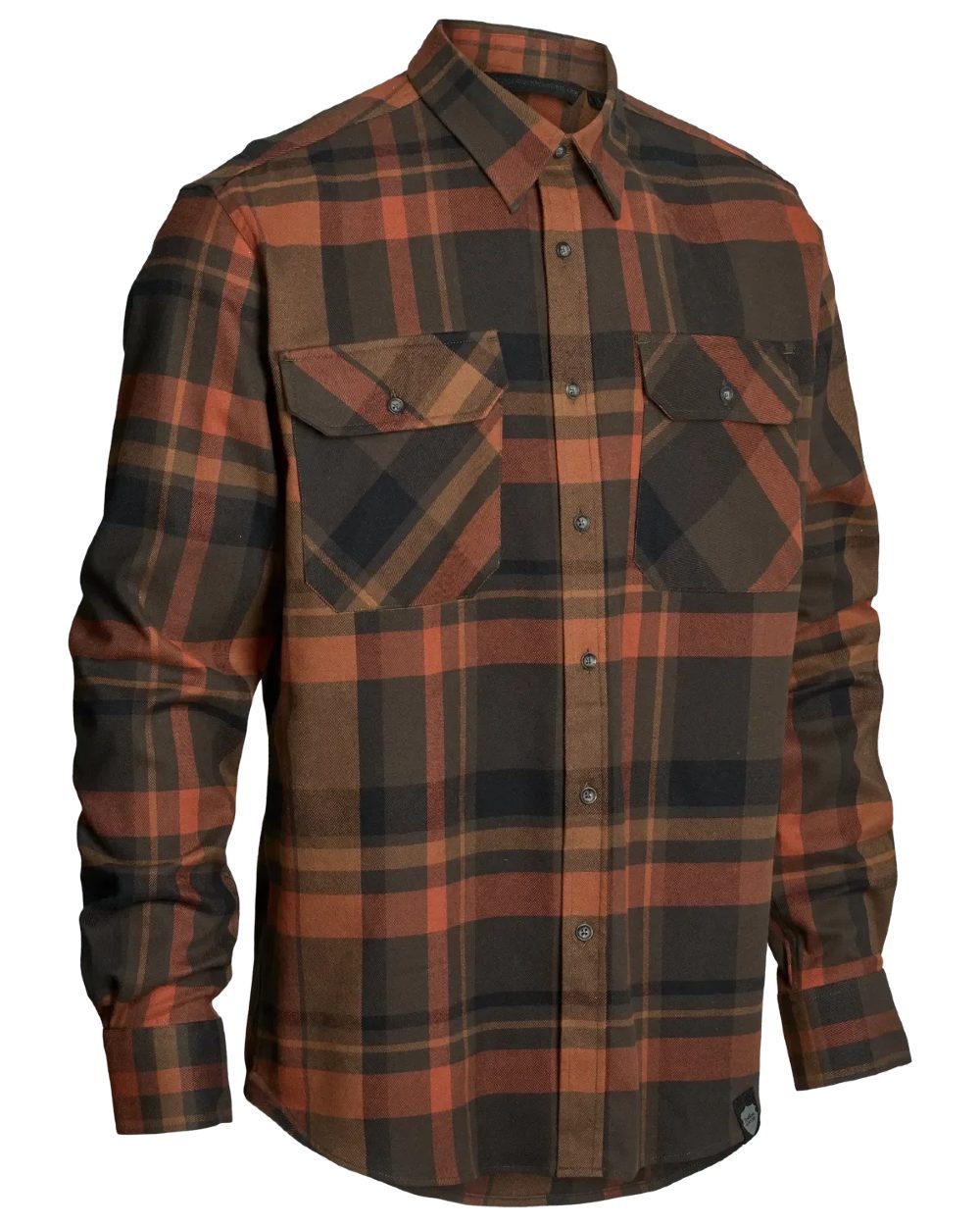 Orange coloured Northern Hunting Mens Fjord Organic Cotton Shirt on white background 