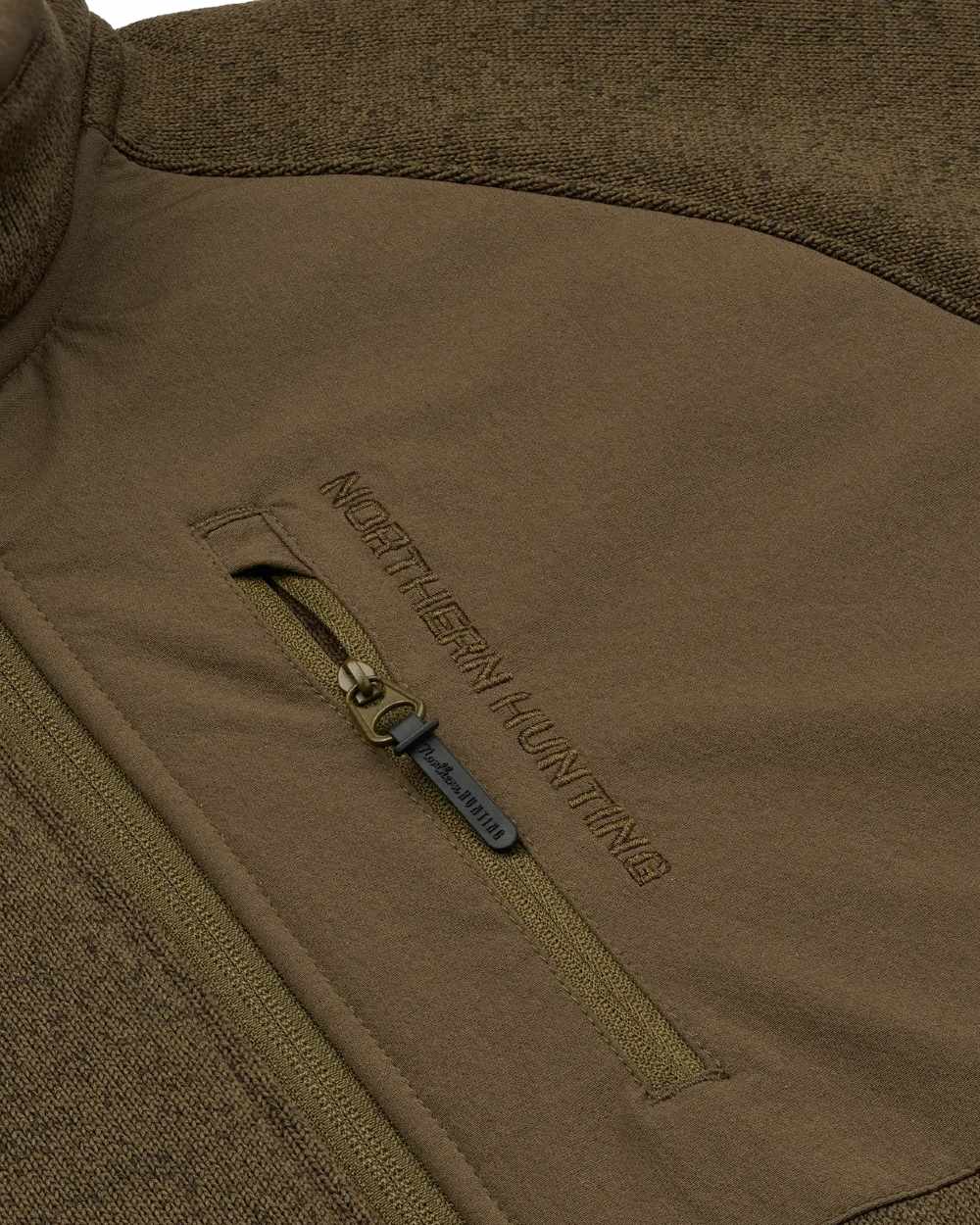 Green coloured Northern Hunting Mens Helge Fleece Jacket on white background 