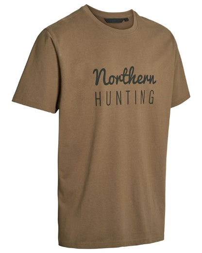 Earth coloured Northern Hunting Mens Johan Cotton T-Shirt on white background 