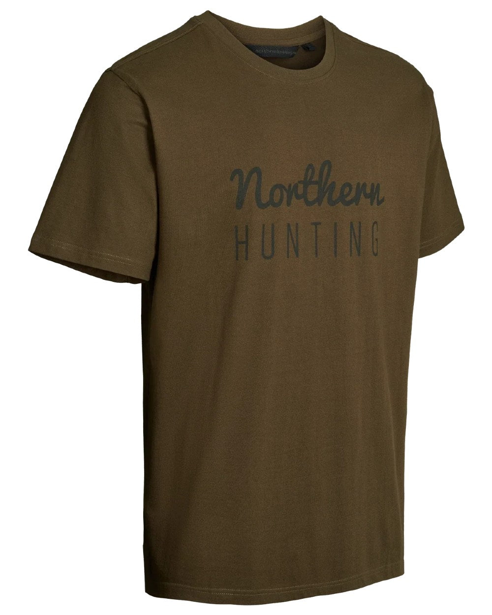 Green coloured Northern Hunting Mens Johan Cotton T-Shirt on white background 