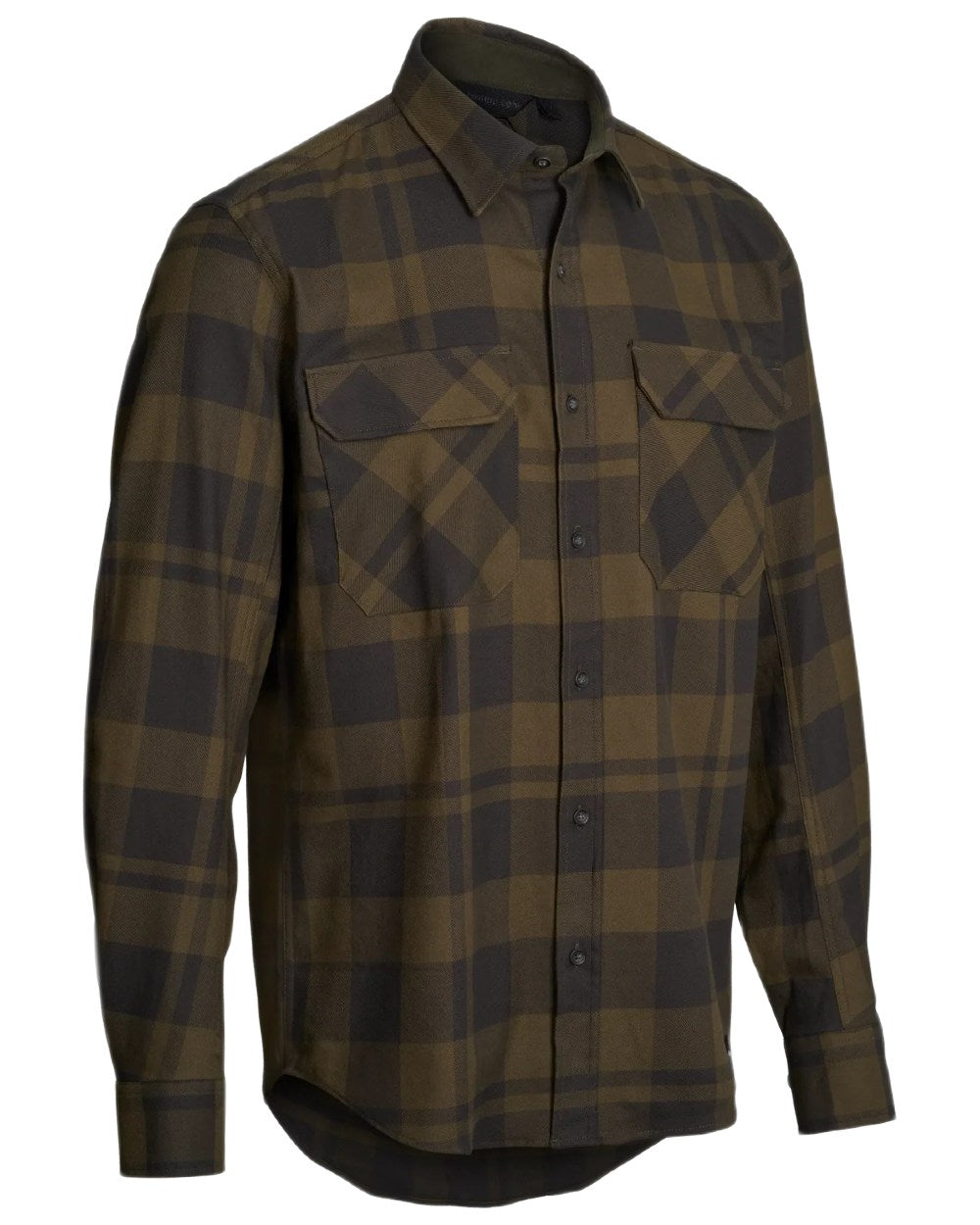 Dark Green coloured Northern Hunting Mens Kaare Cotton Stretch Shirt on white background 