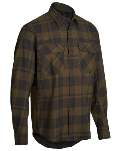 Dark Green coloured Northern Hunting Mens Kaare Cotton Stretch Shirt on white background 