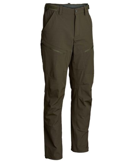 Dark Green coloured Northern Hunting Mens Toke Light Tanatex Outdoor Trousers on white background 