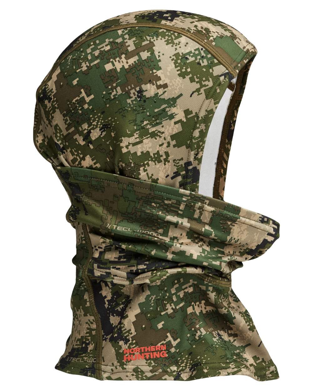 Camo coloured Northern Hunting Olaf Fleece Balaclava on white background 