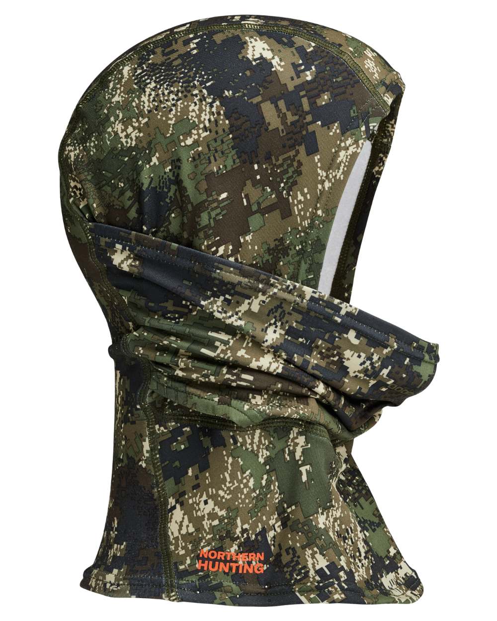 Camo coloured Northern Hunting Olaf Fleece Balaclava on white background 