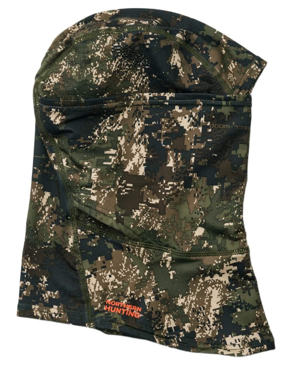 Camo coloured Northern Hunting Olaf Fleece Balaclava on white background 