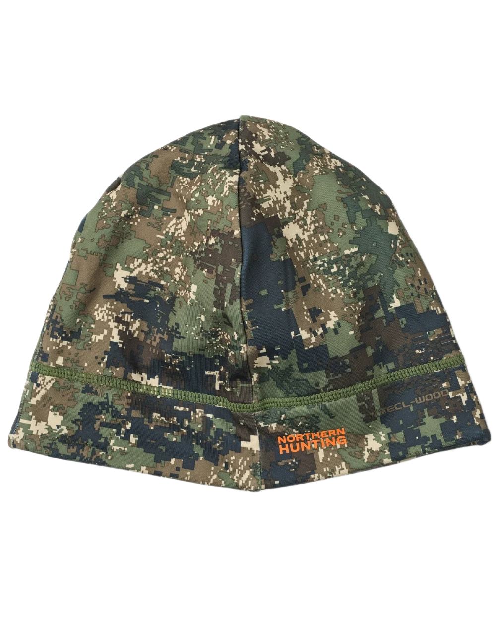 Dark Green Opt2 coloured Northern Hunting Rune Reversible Stretch Beanie on white background 