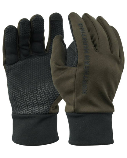 Dark Green coloured Northern Hunting Skarde Gloves on white background 