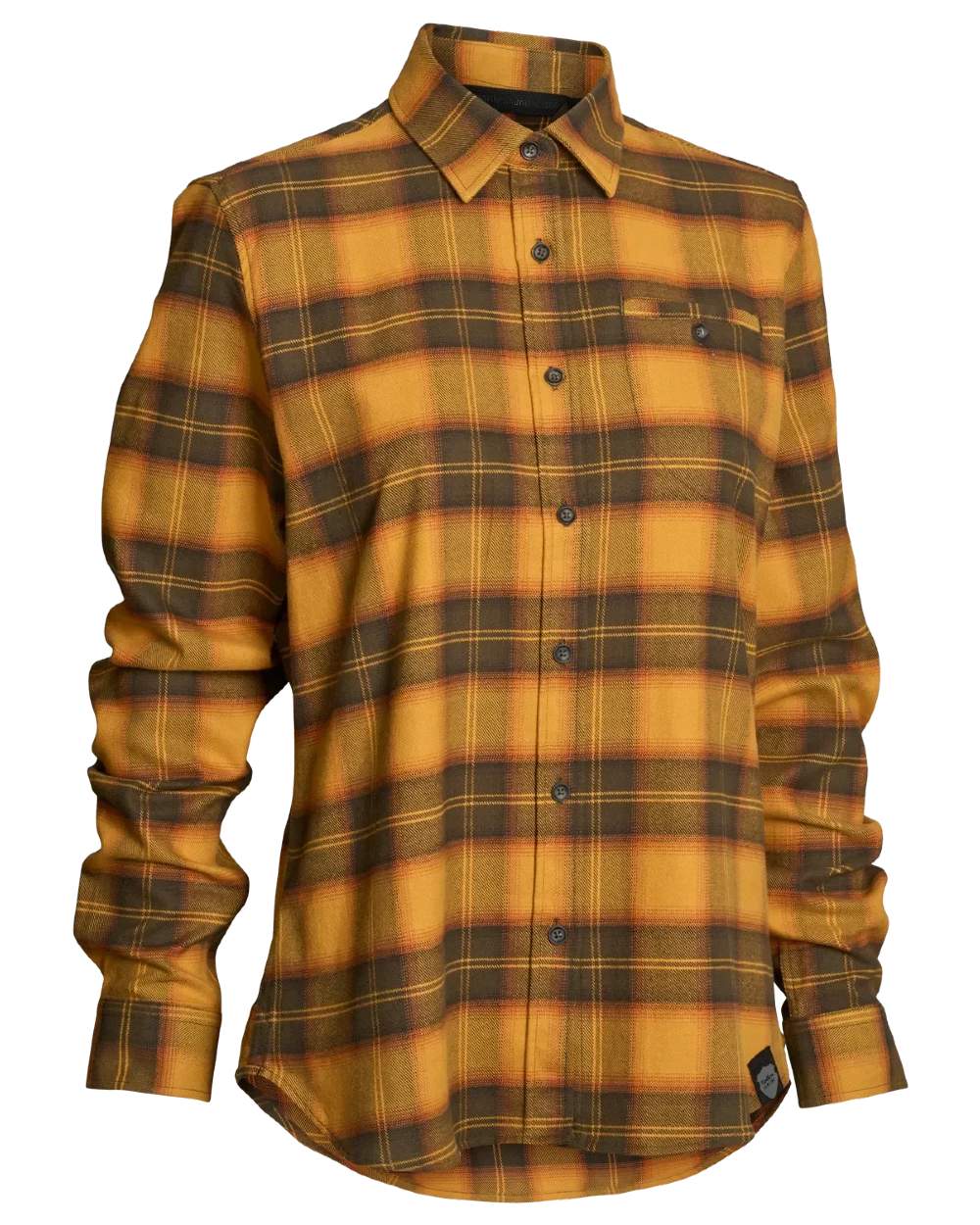 Buckthorn coloured Northern Hunting Womens Astrid Organic Cotton Shirt on white background 