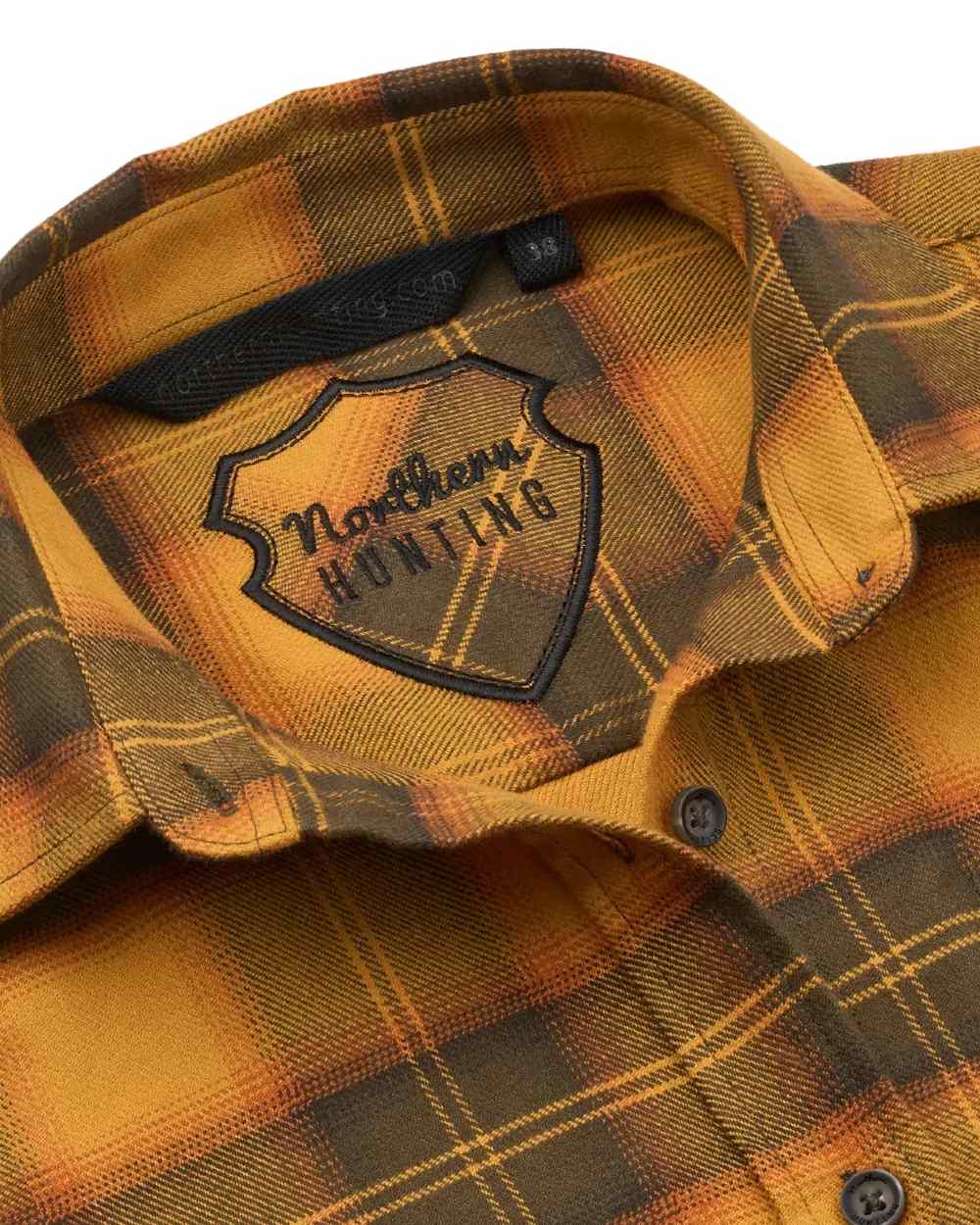 Buckthorn coloured Northern Hunting Womens Astrid Organic Cotton Shirt on white background 