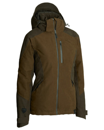 Green coloured Northern Hunting Womens Elk Ragna Waterproof Jacket on white background 