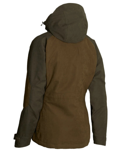 Green coloured Northern Hunting Womens Elk Ragna Waterproof Jacket on white background 
