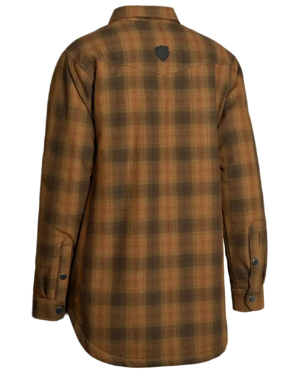 Brown coloured Northern Hunting Womens Estrid Insulated Flannel Shirt on white background 
