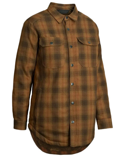 Brown coloured Northern Hunting Womens Estrid Insulated Flannel Shirt on white background 