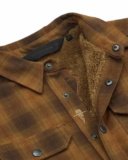 Brown coloured Northern Hunting Womens Estrid Insulated Flannel Shirt on white background 
