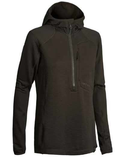 Dark Green coloured Northern Hunting Womens Hilda Half Zip Sweatshirt on white background 